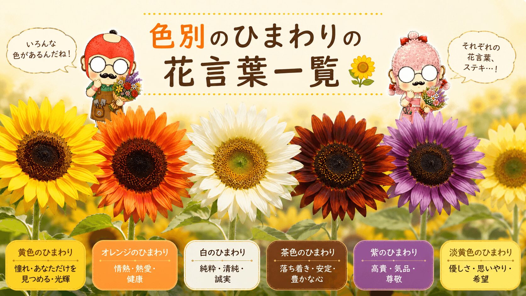 ひまわりの色別の花言葉