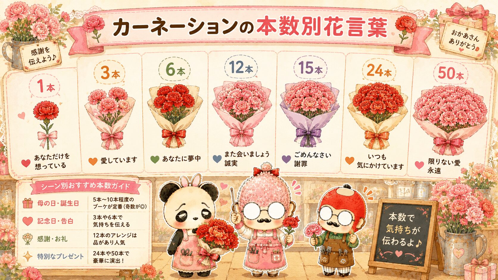 カーネーションの本数別花言葉