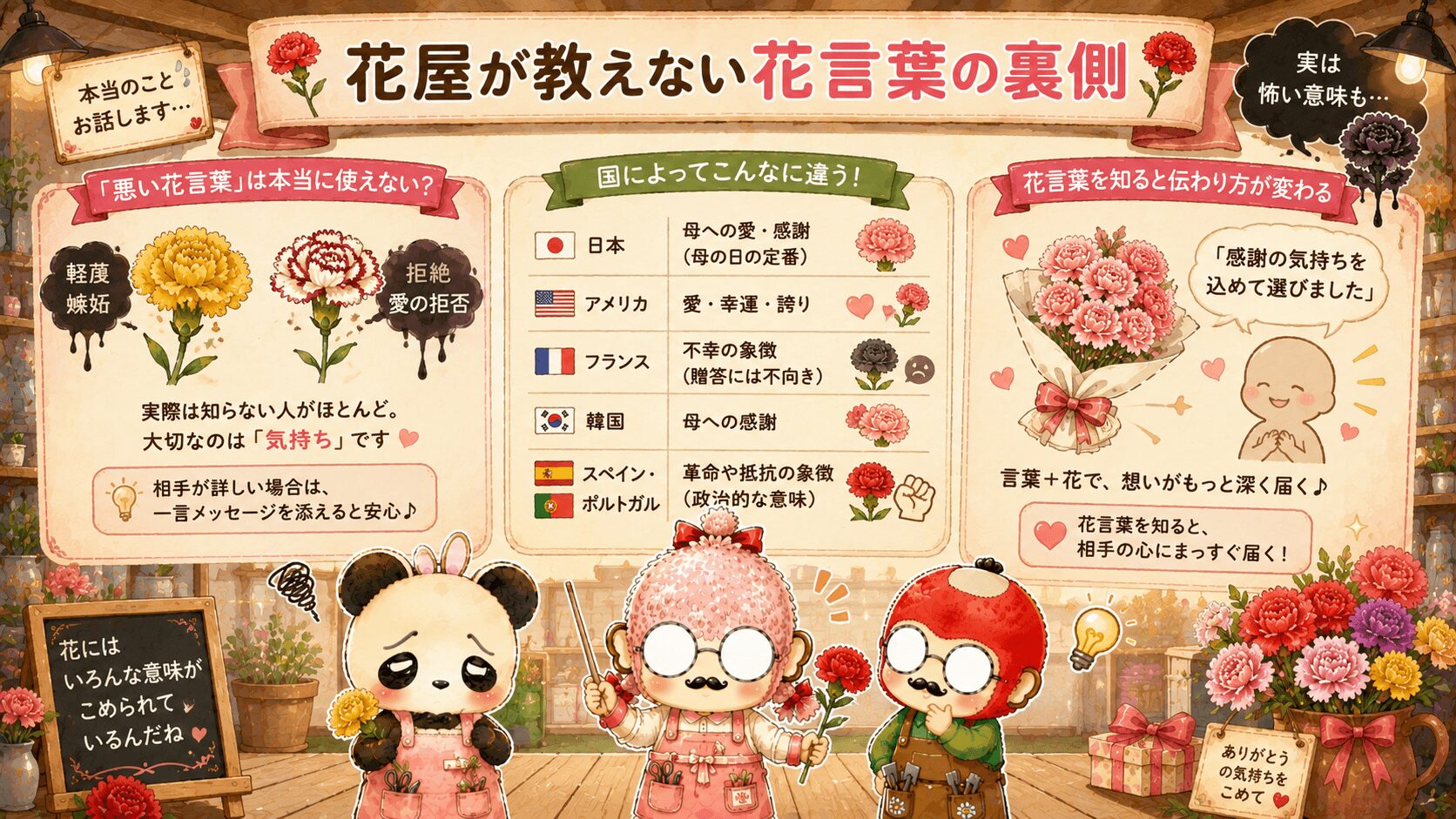 カーネーションの花言葉の裏側