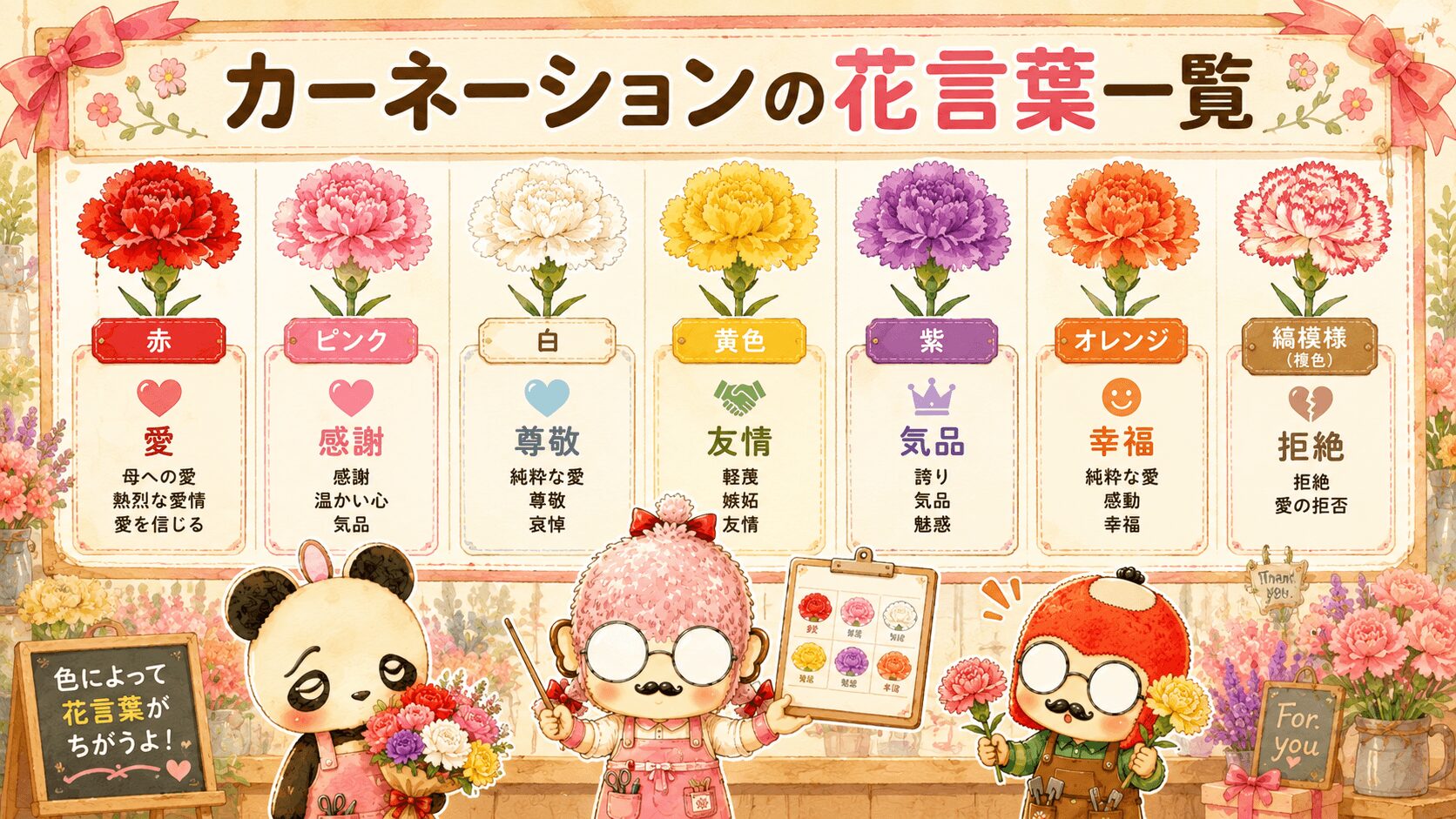 カーネーションの花言葉一覧
