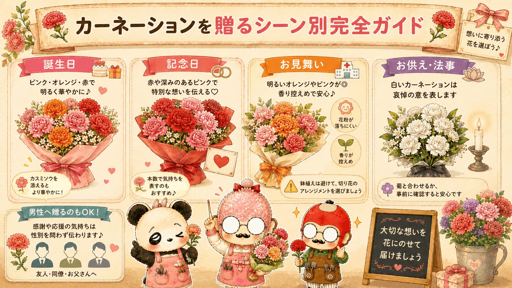 カーネーションを贈るシーン