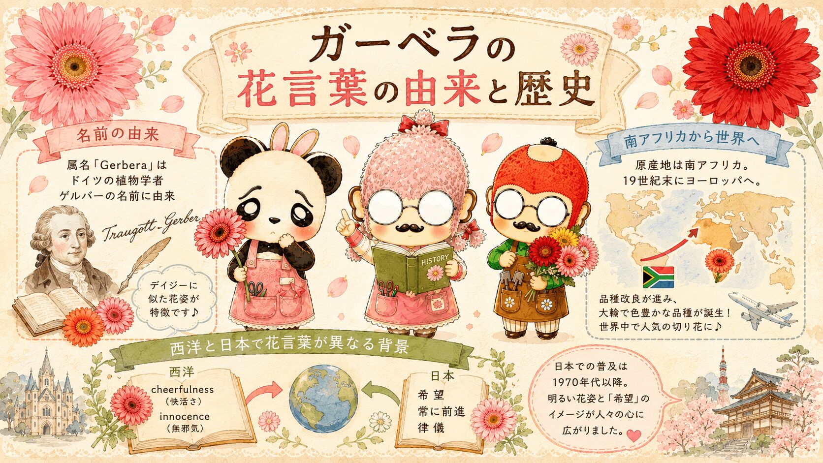 ガーベラの花言葉の由来と歴史