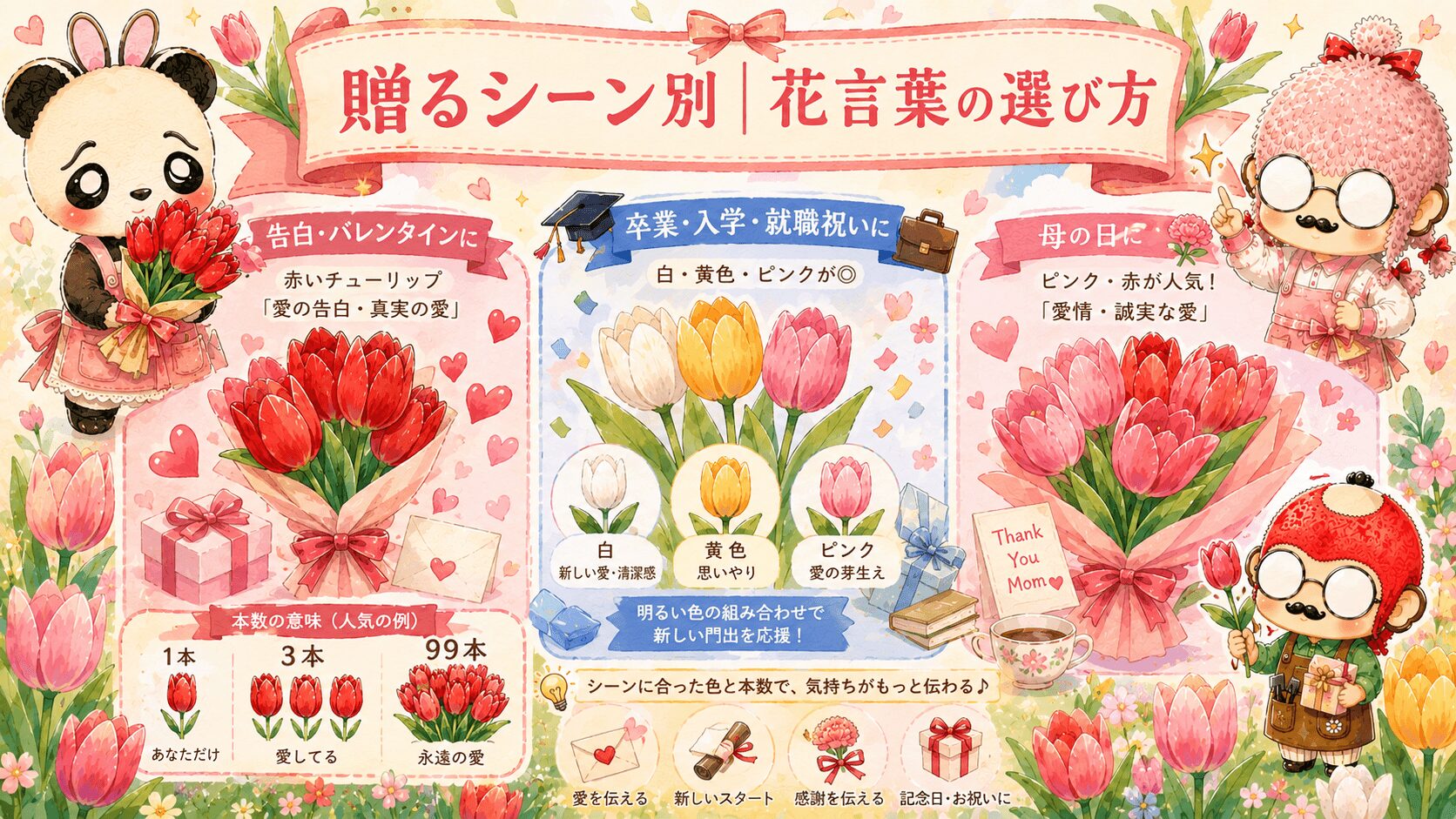 チューリップを贈るシーン