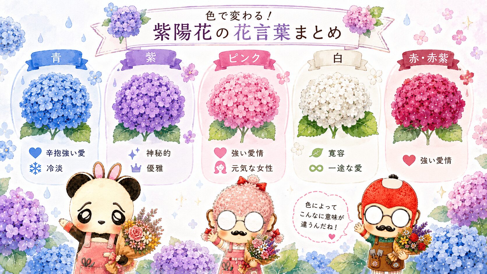 紫陽花の色別の花言葉