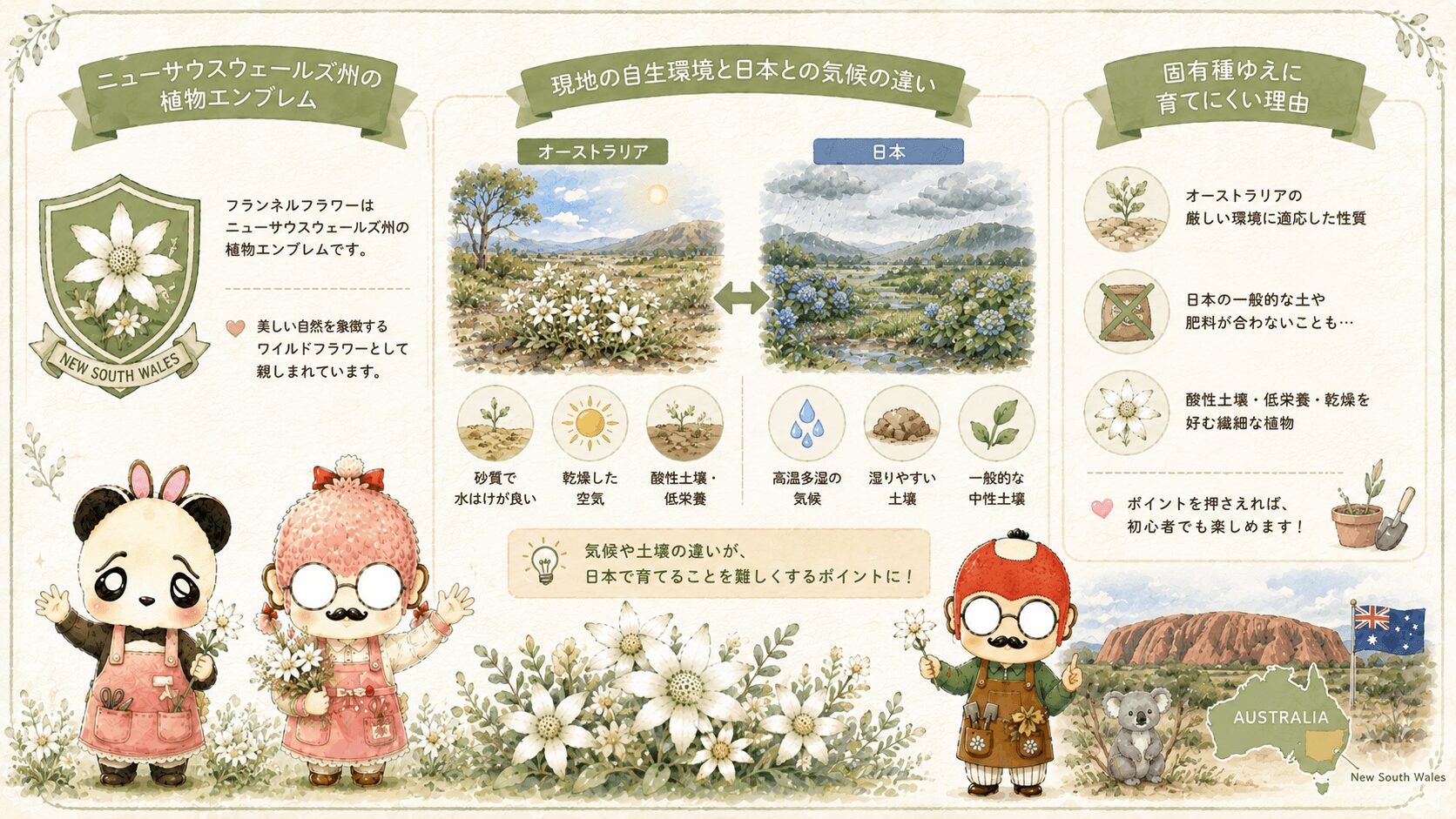 フランネルフラワーとオーストラリアの自然