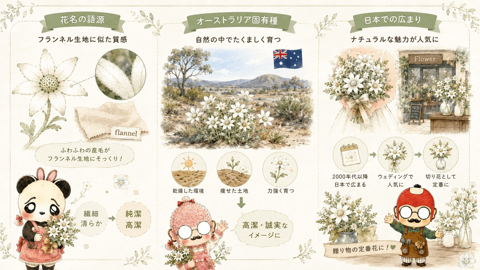 フランネルフラワーの花言葉の由来