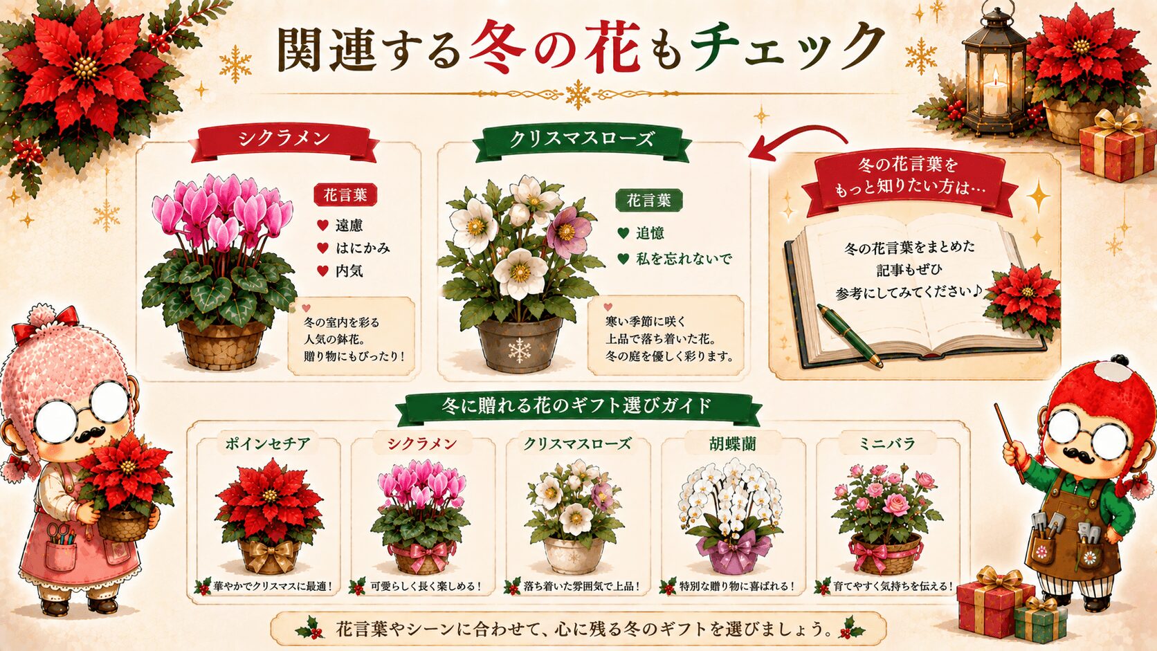 ポインセチアに関連する冬の花