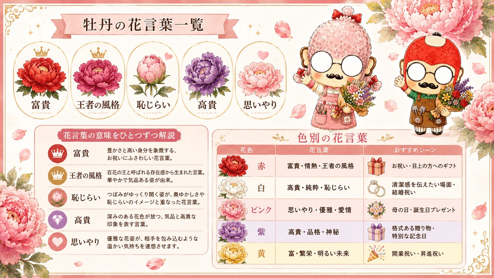 牡丹の花言葉一覧