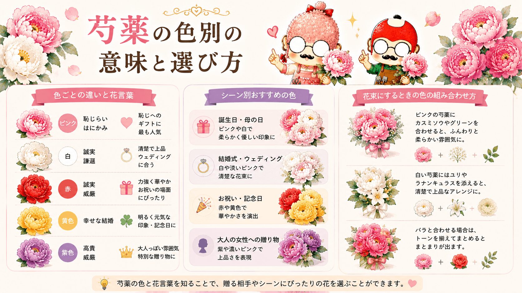 芍薬の色別の意味と選び方