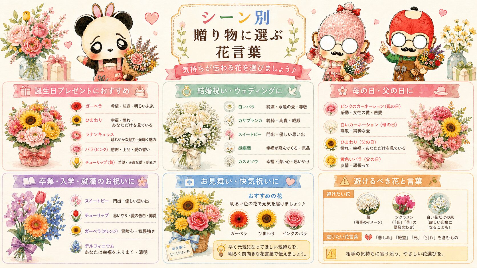 シーン別で贈り物に選ぶ花言葉