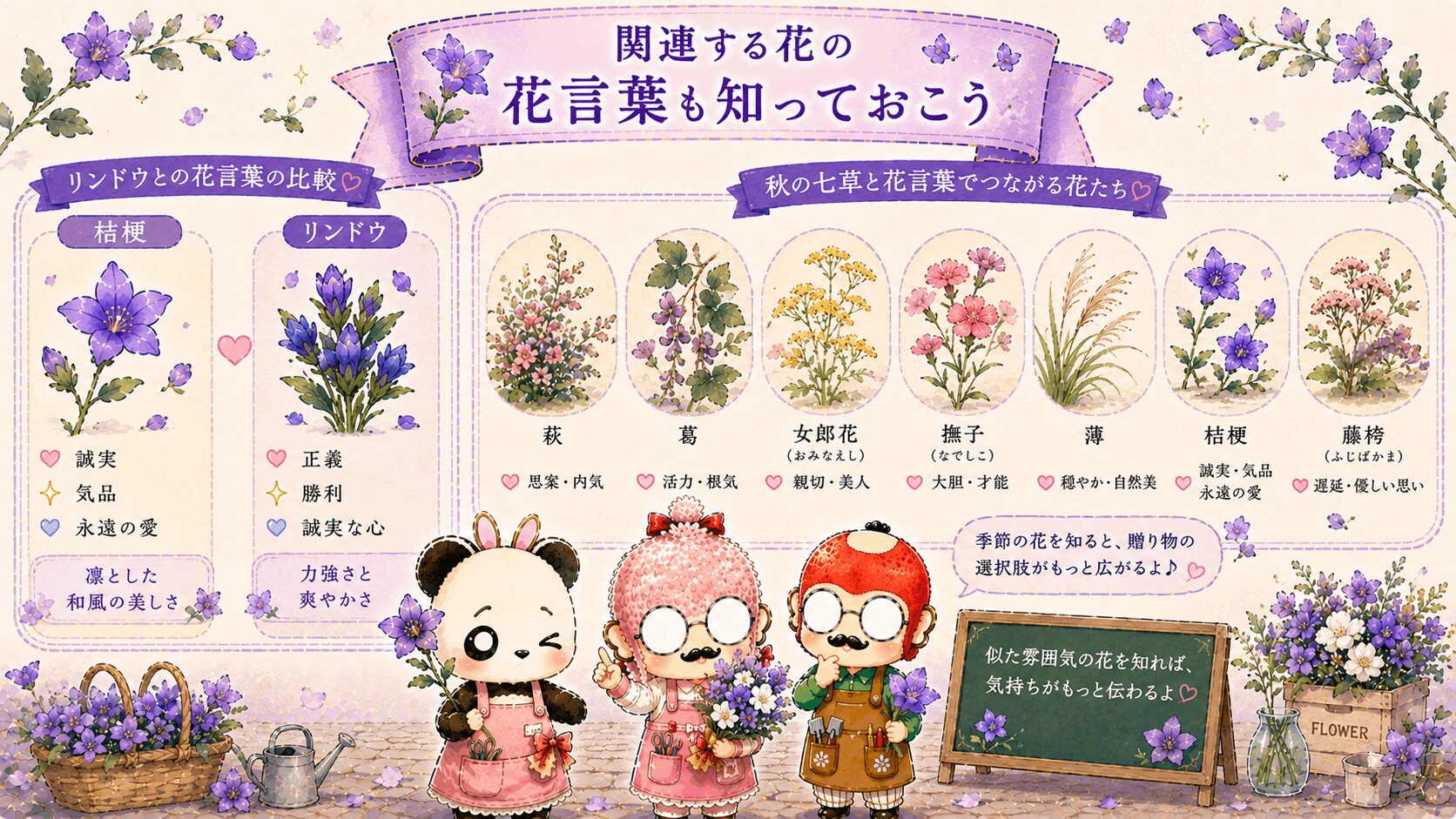 桔梗の花言葉に関連する花