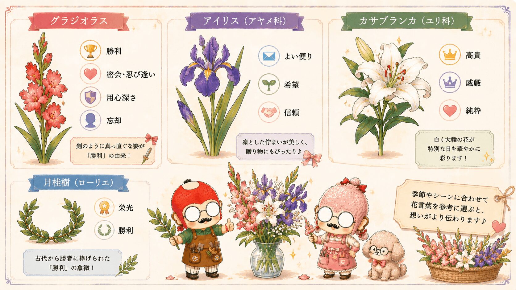 グラジオラスに関連する花の花言葉