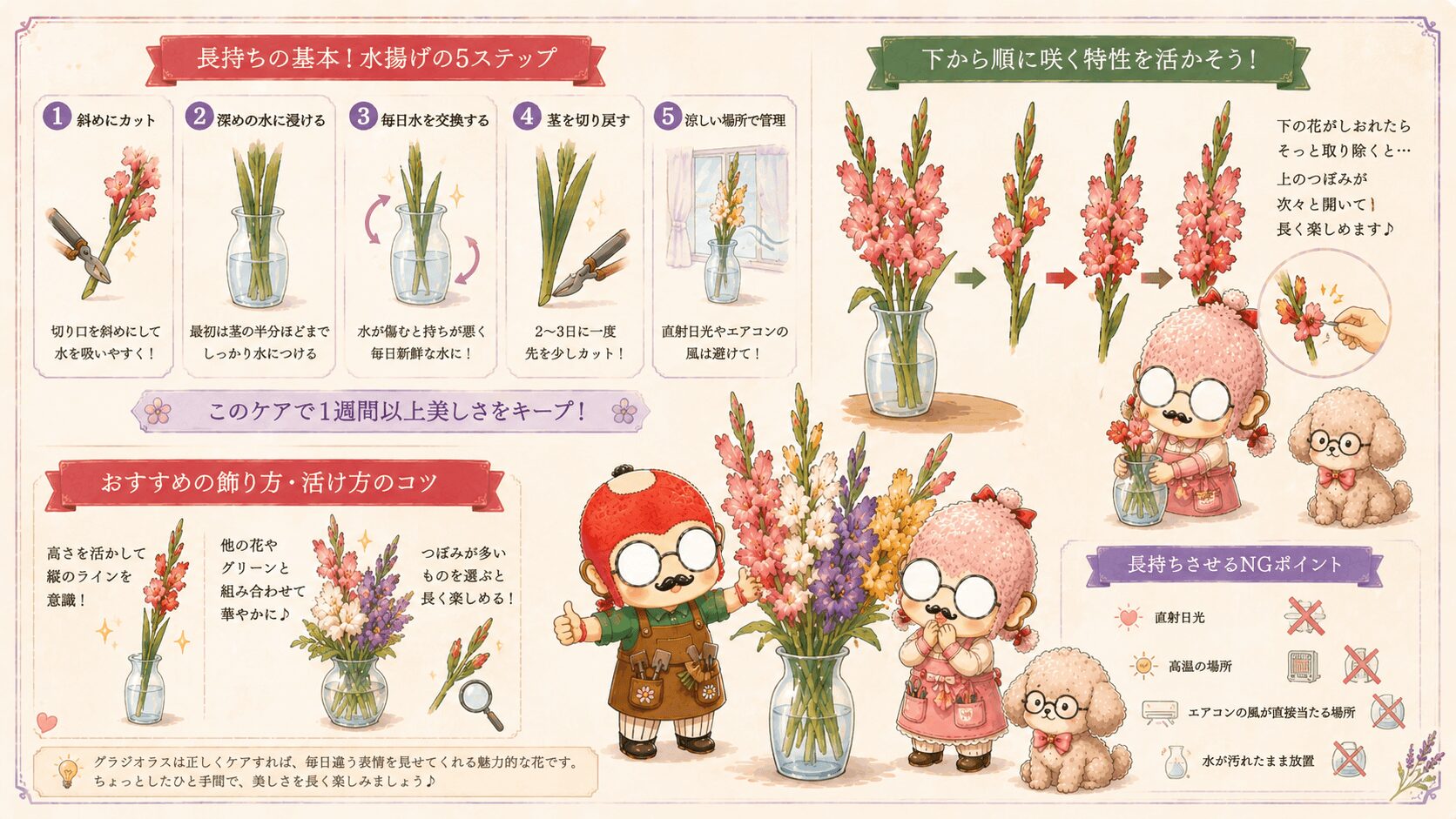 グラジオラスを切り花にするコツ