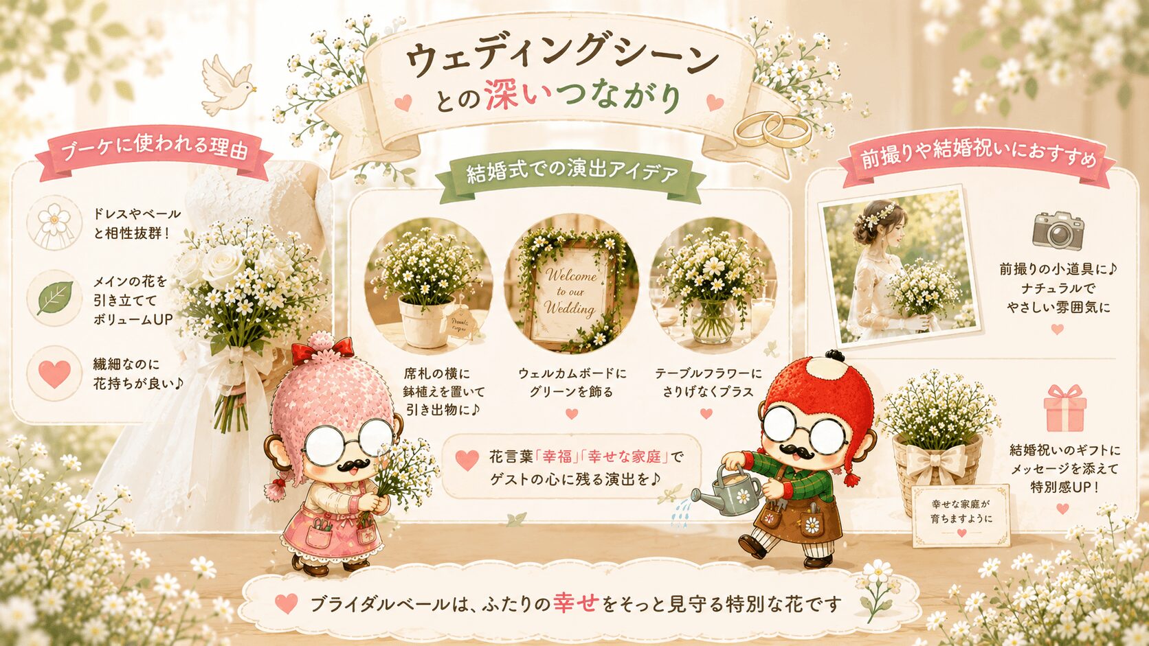 ブライダルベールのウェディングの花言葉とアイデア