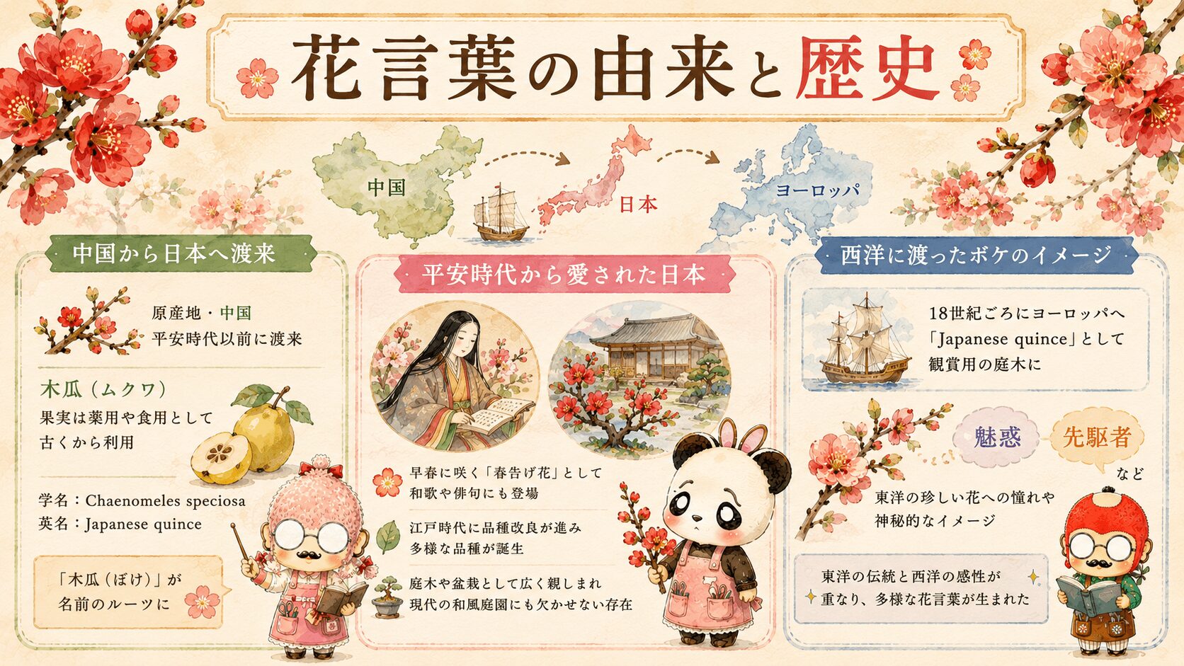 ボケの花言葉の由来