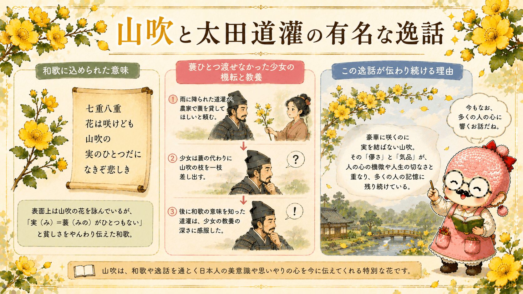 山吹と道灌の教訓と美意識