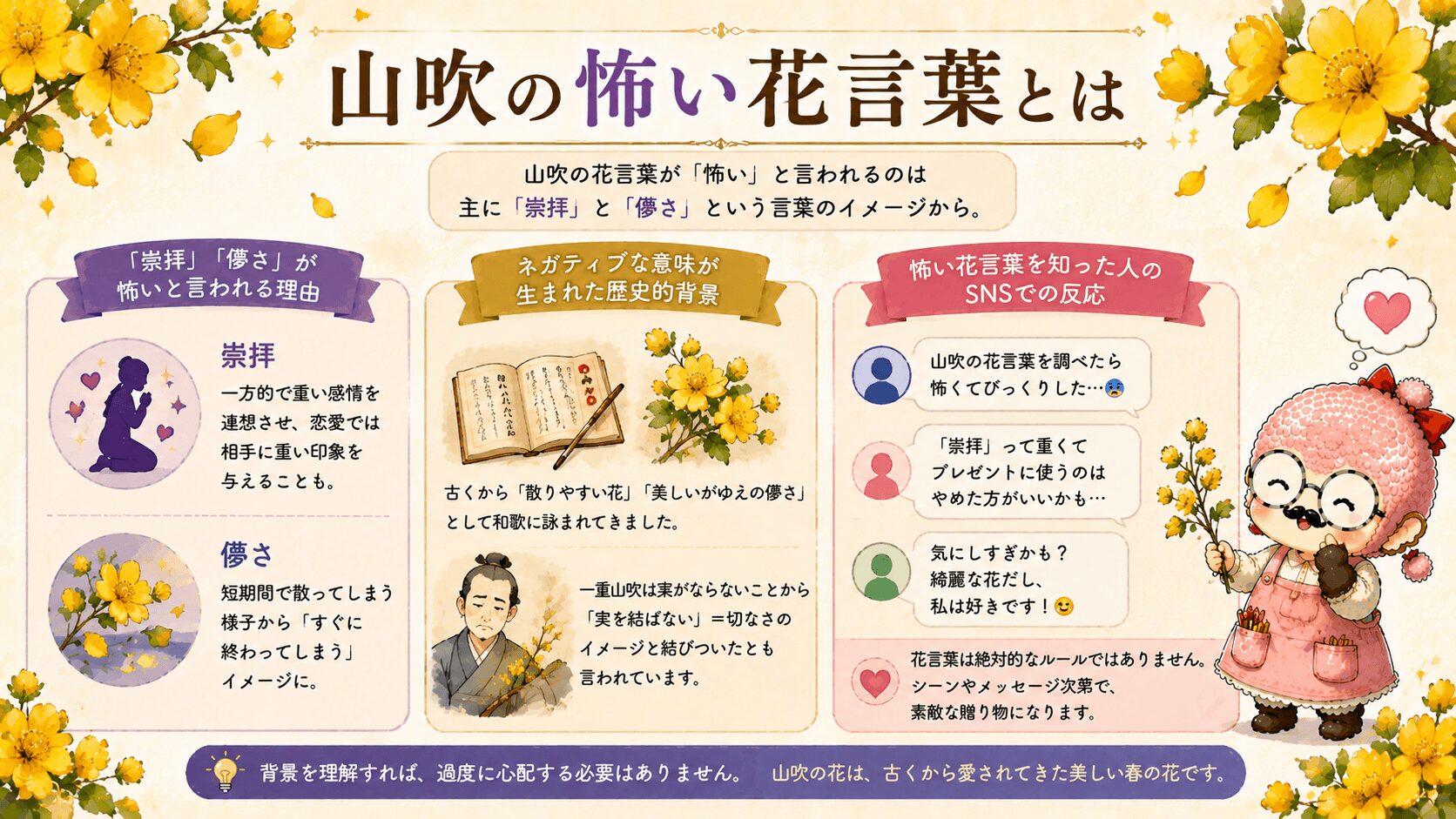 山吹の怖い花言葉とは