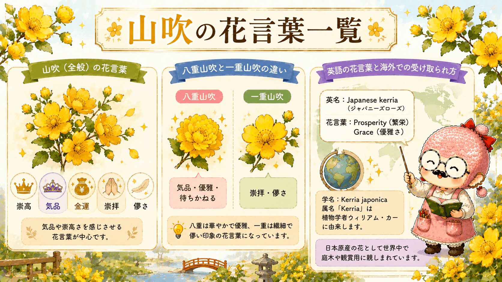 山吹の花言葉一覧