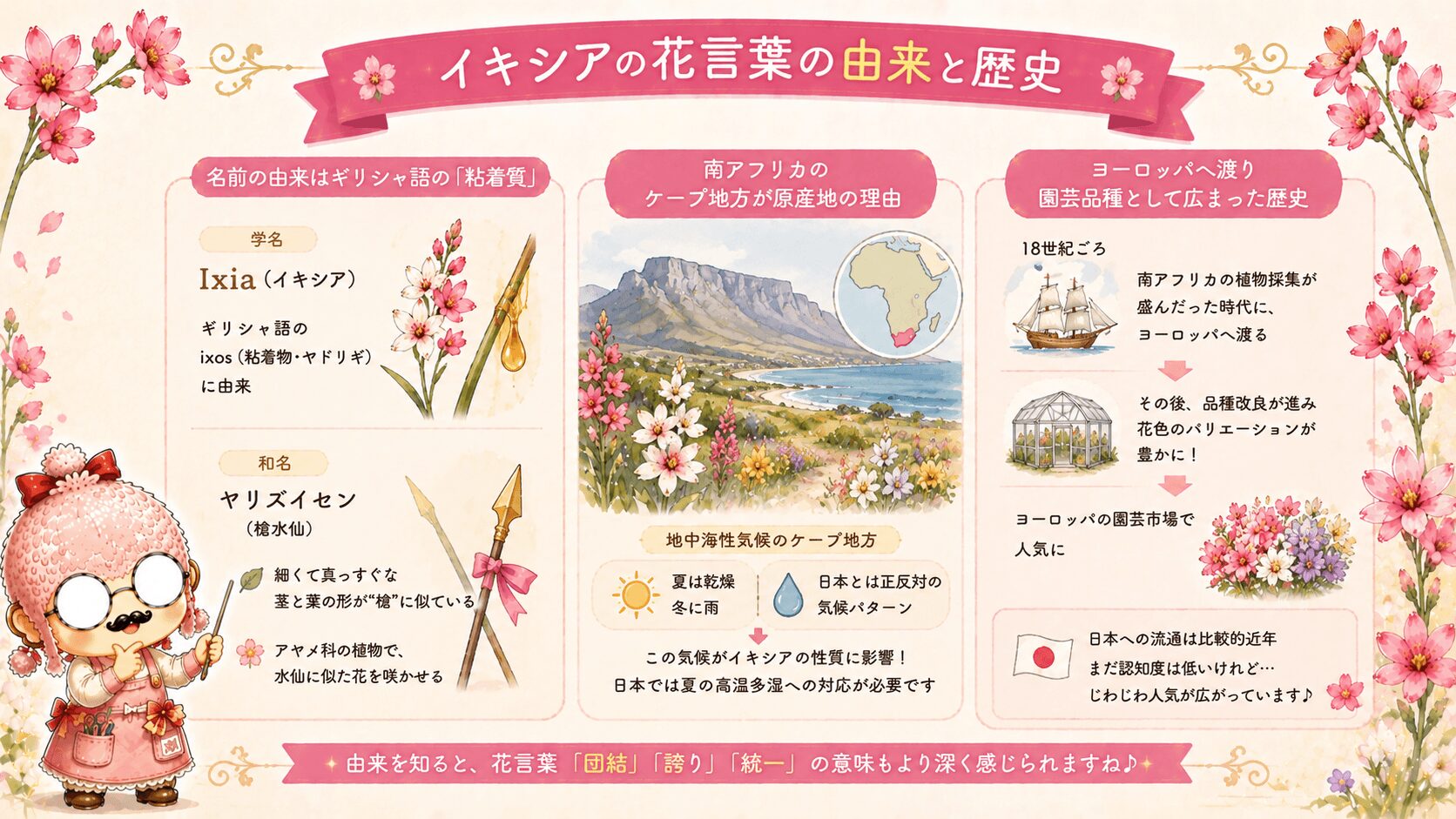 イキシアの花言葉の由来