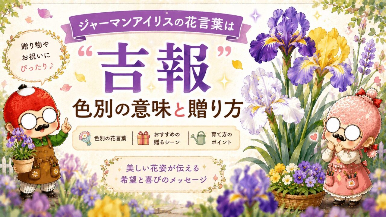 ジャーマンアイリスの花言葉は「吉報」｜色別の意味と贈り方