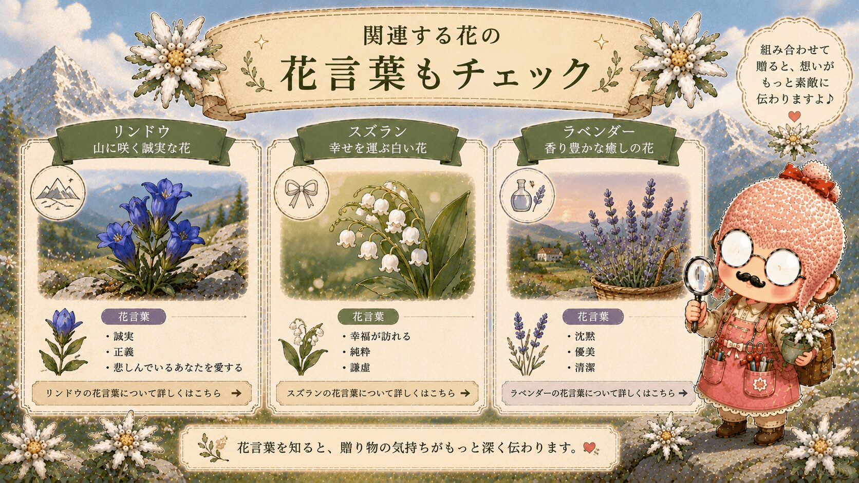 エーデルワイスの花言葉に関連する花
