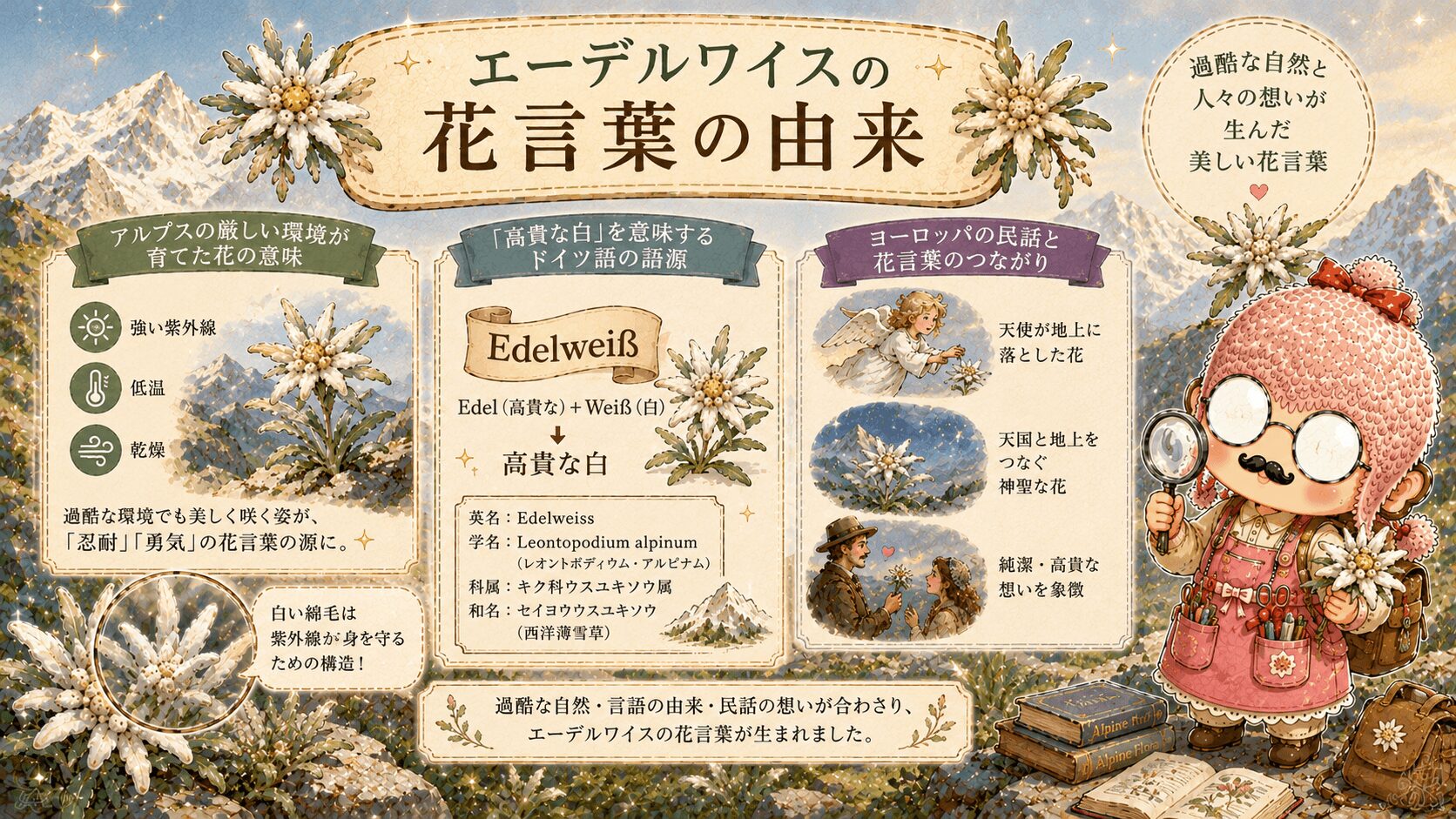 エーデルワイスの花言葉の由来