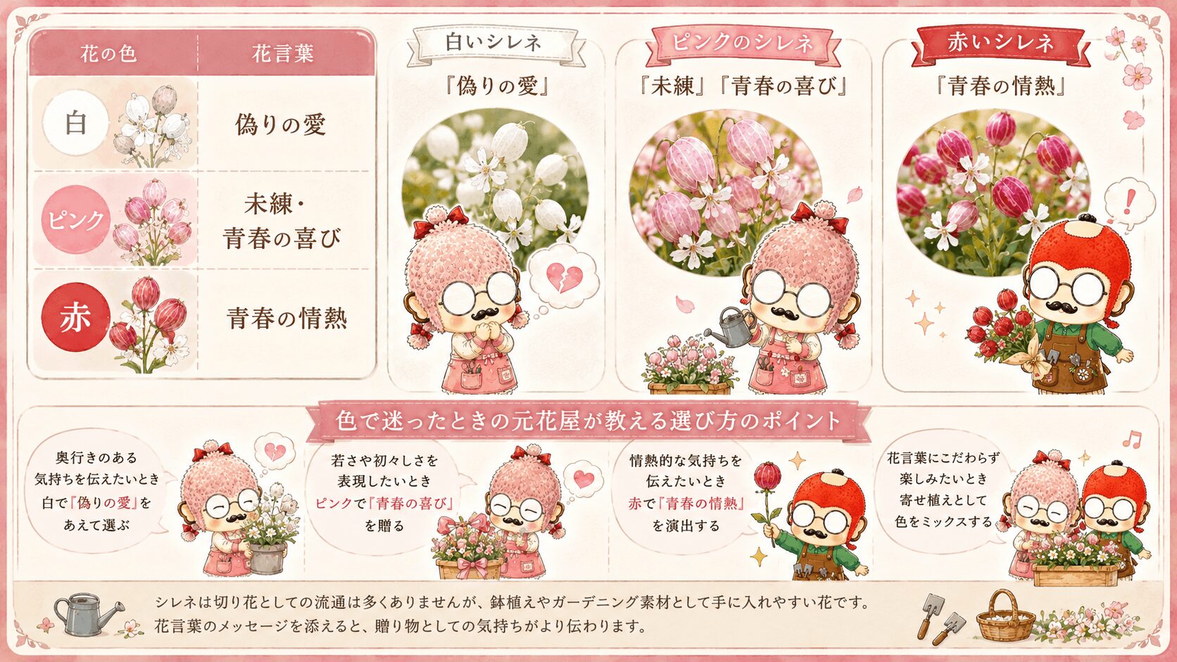 シレネの色別の花言葉