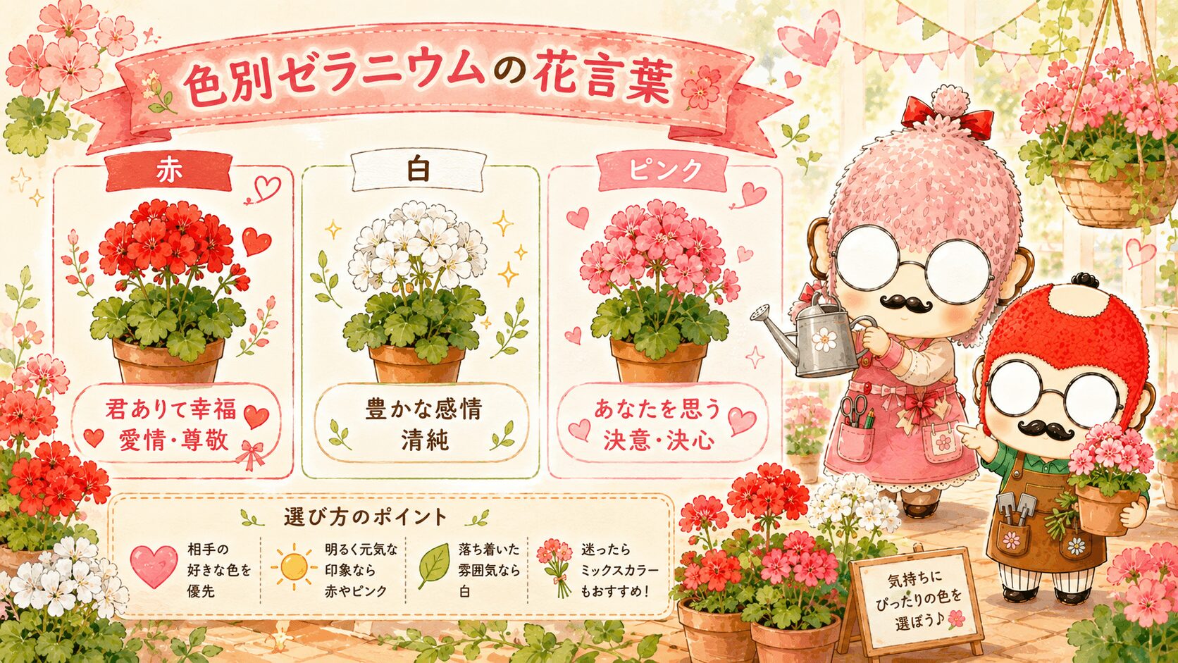ゼラニウムの色別の花言葉