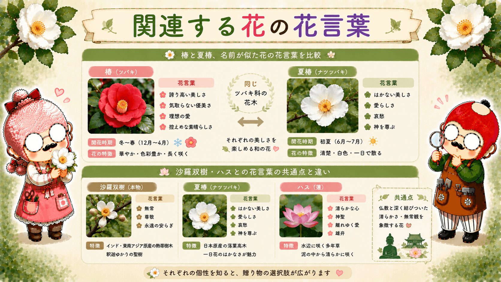 夏椿の花言葉と関連する花