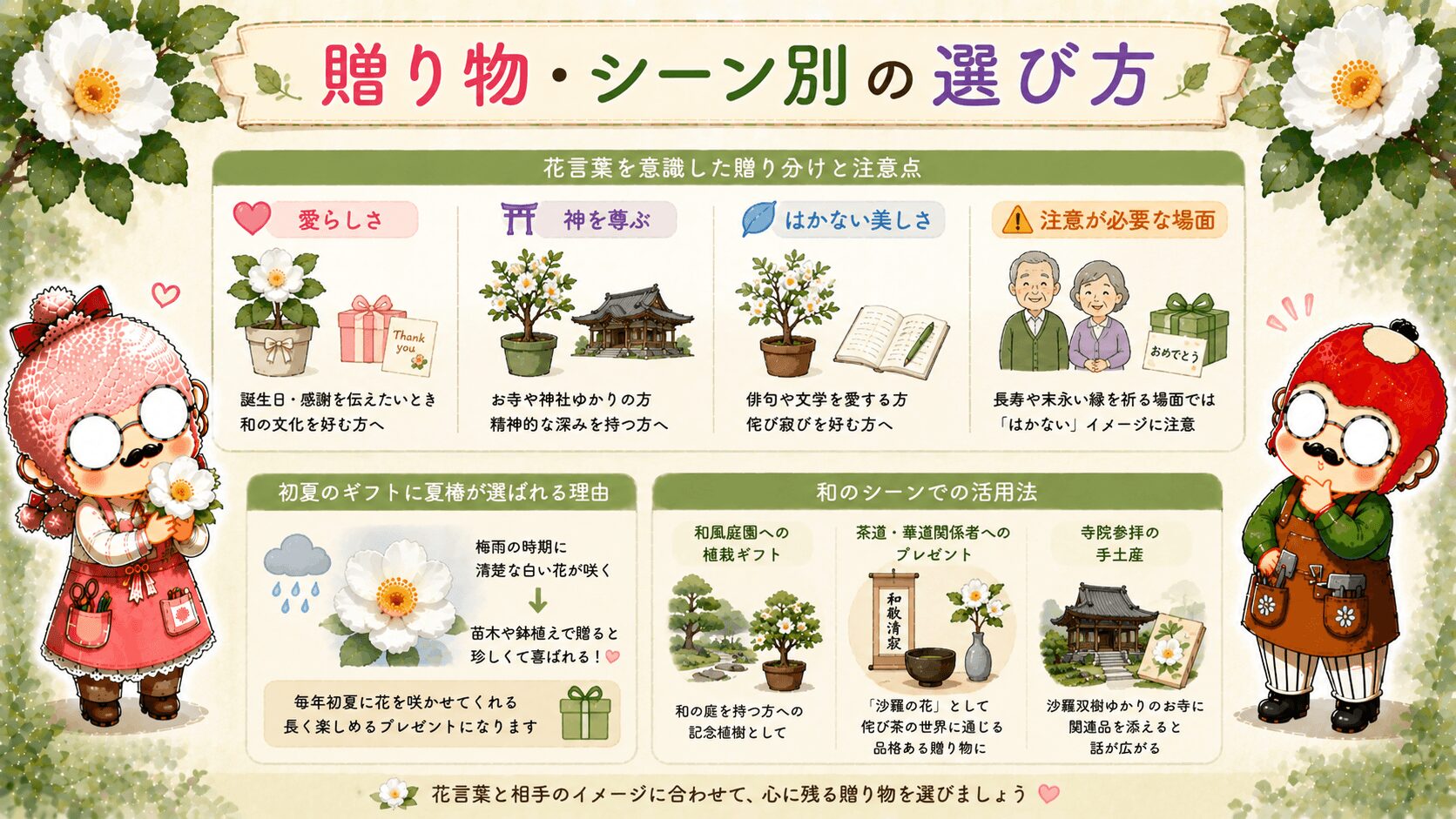 夏椿の贈り物とシーンの選び方