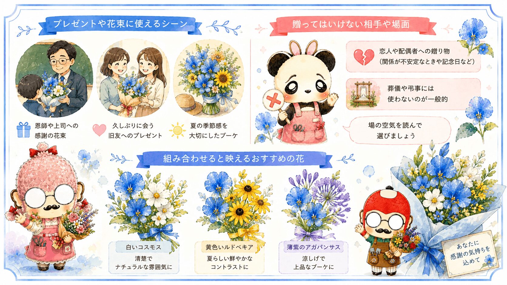 ツユクサを贈るシーン