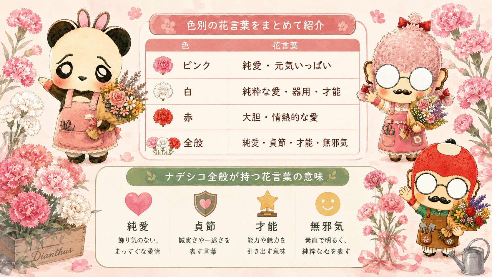 ナデシコの花言葉一覧