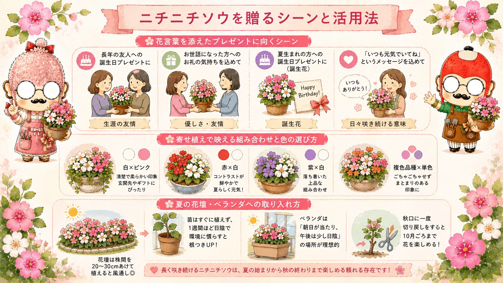 ニチニチソウを贈るシーン