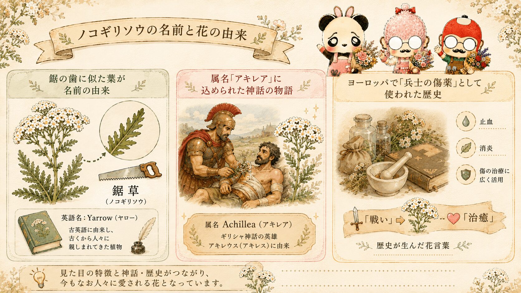 ノコギリソウの名前と花の由来