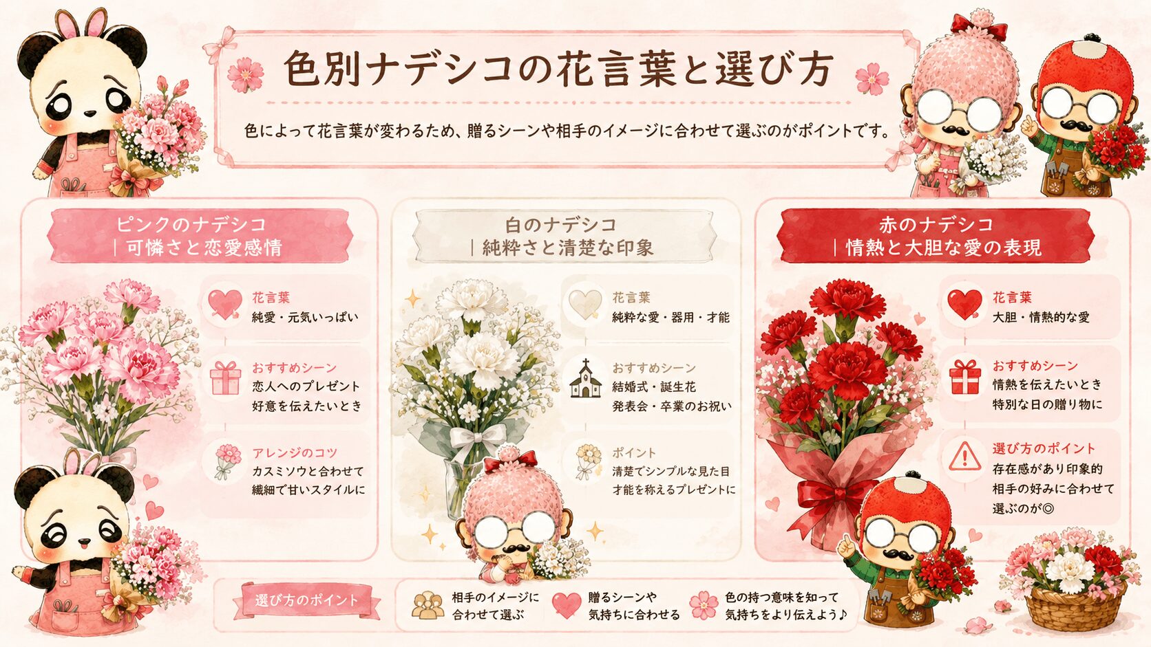 色別のナデシコの選び方