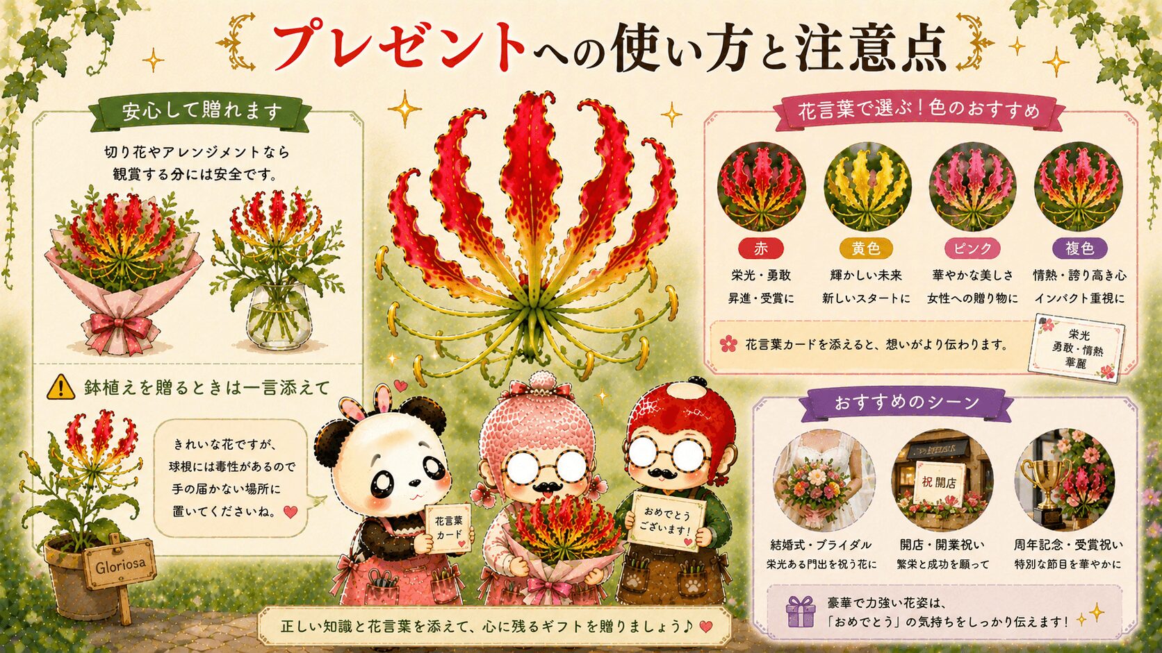 グロリオサの花言葉とプレゼントガイド