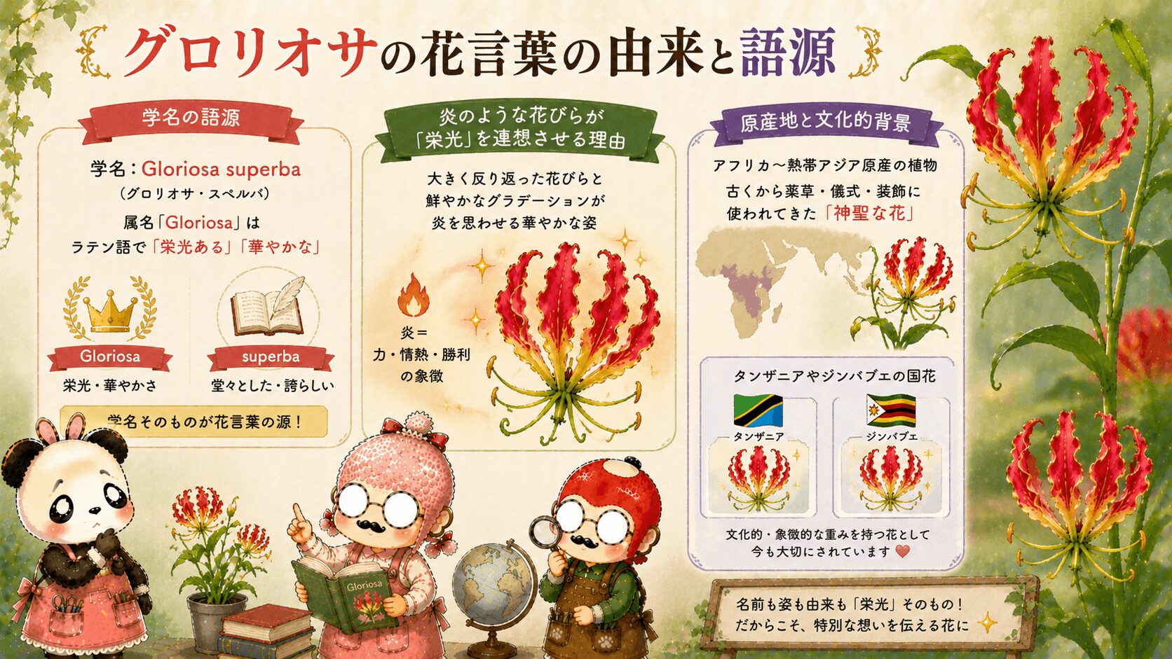 グロリオサの花言葉の由来