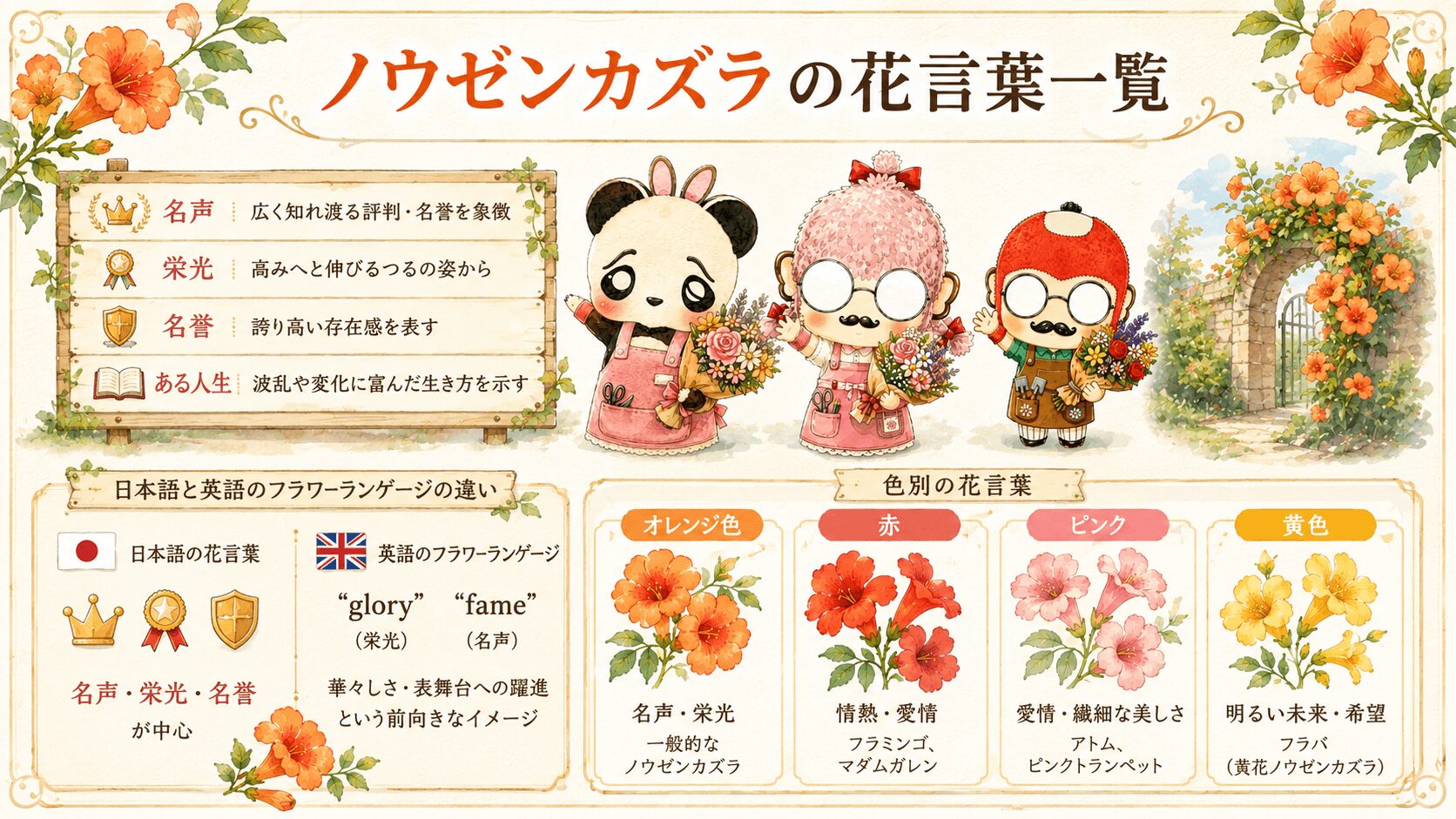 ノウゼンカズラの花言葉一覧