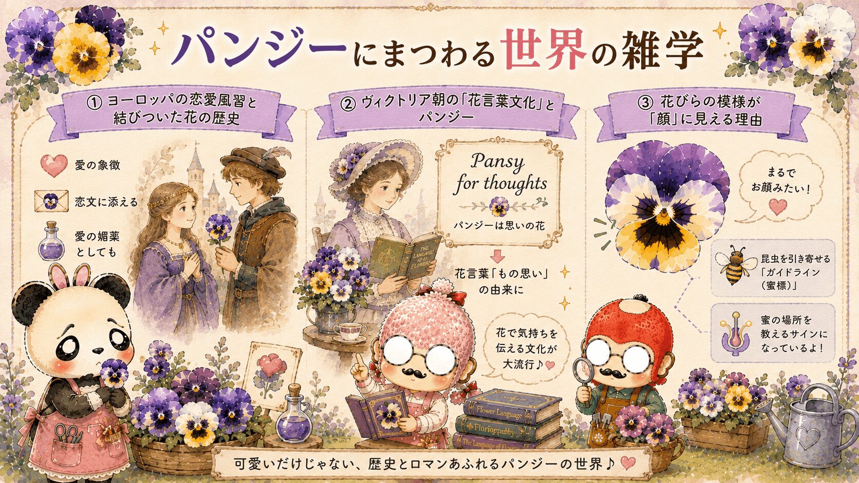 パンジーにまつわる花言葉の雑学