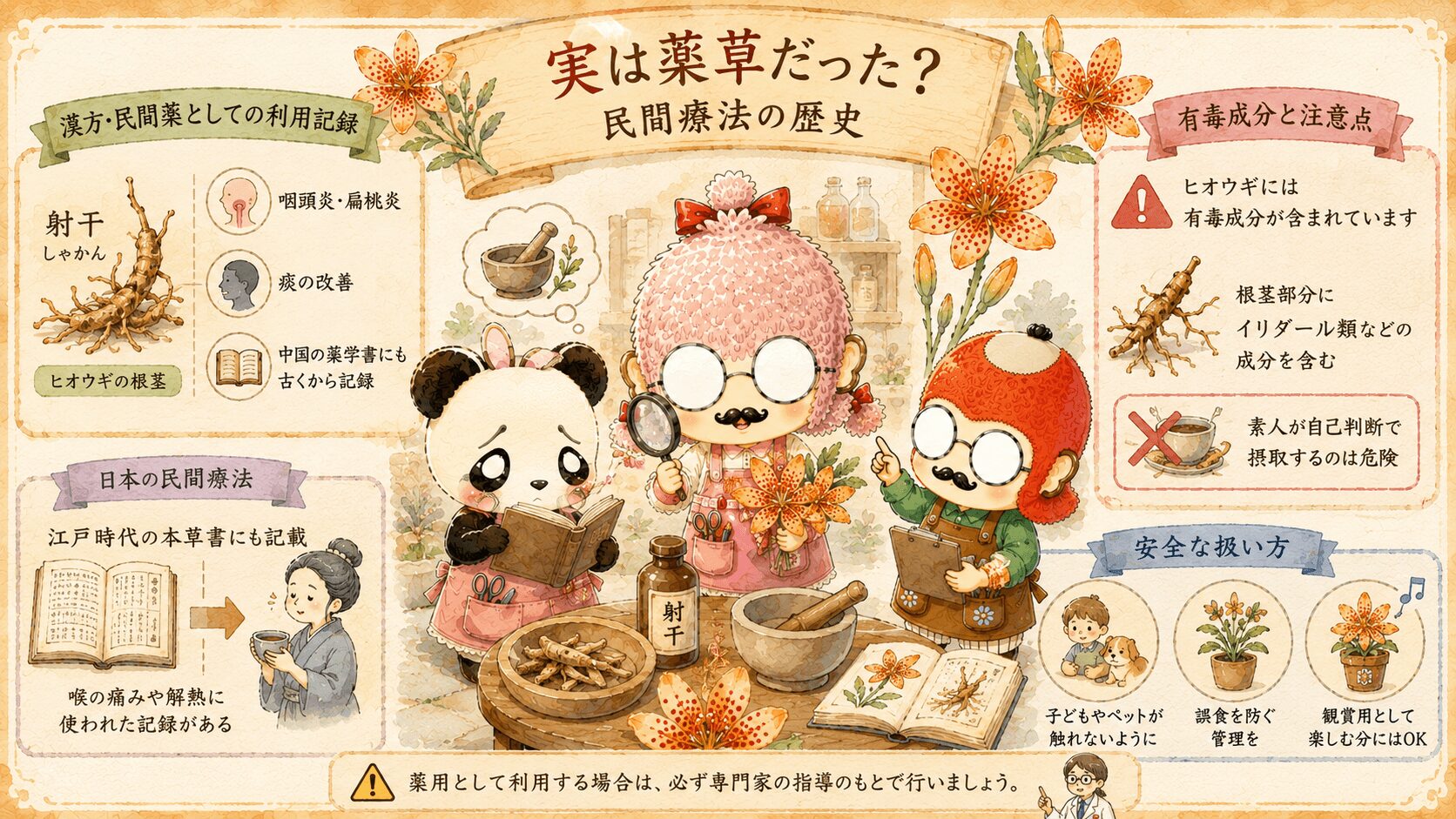 ヒオウギと薬草