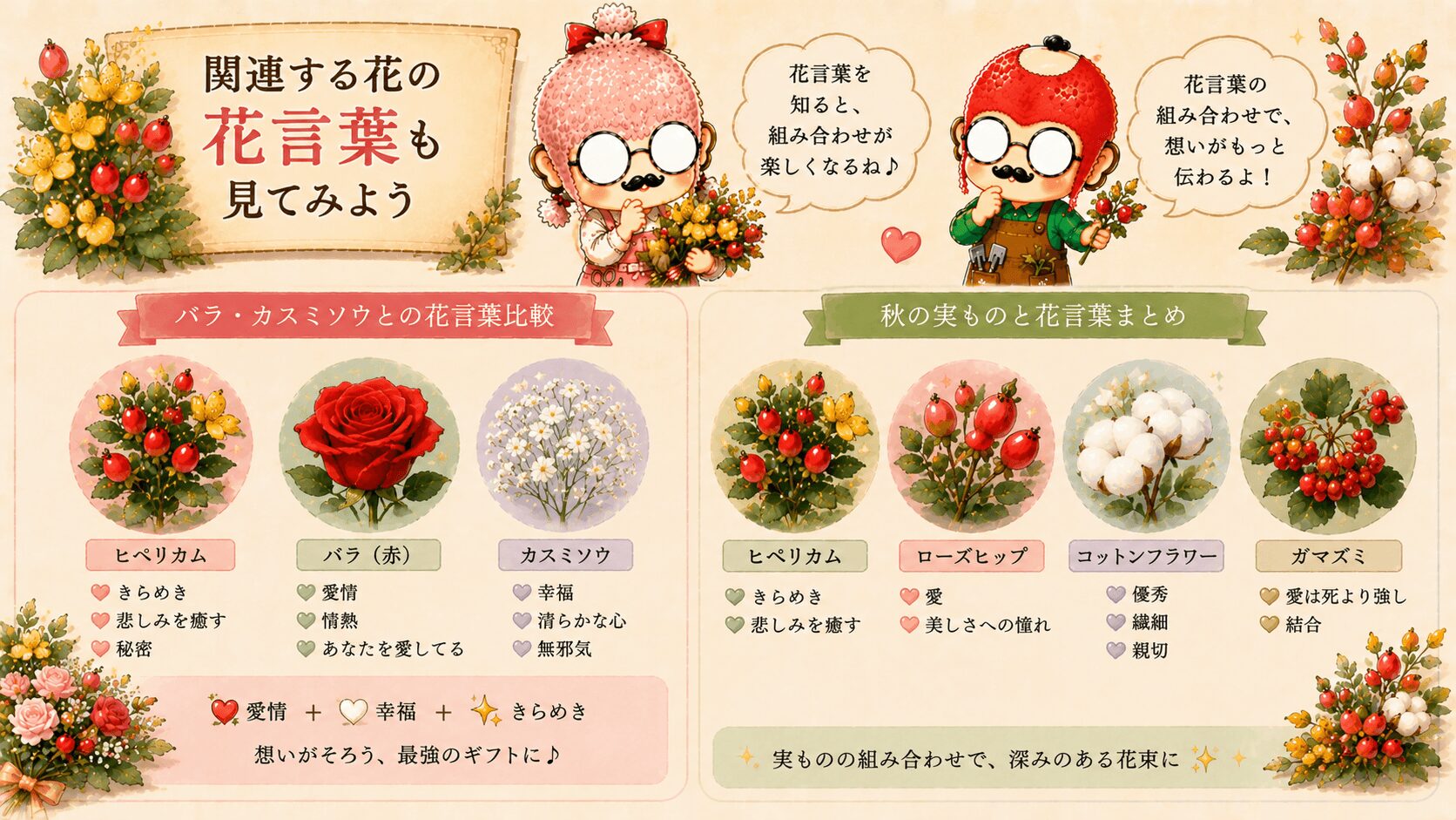 ヒペリカムの花言葉と関連する花