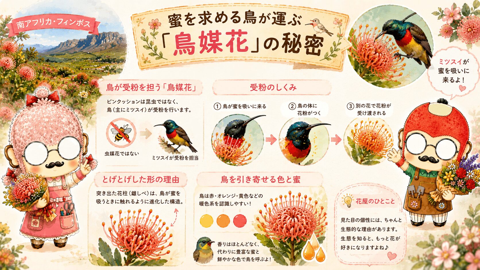 ピンクッションと鳥媒花