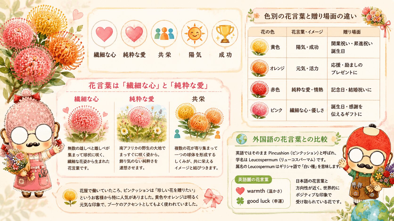 ピンクッションの花言葉一覧