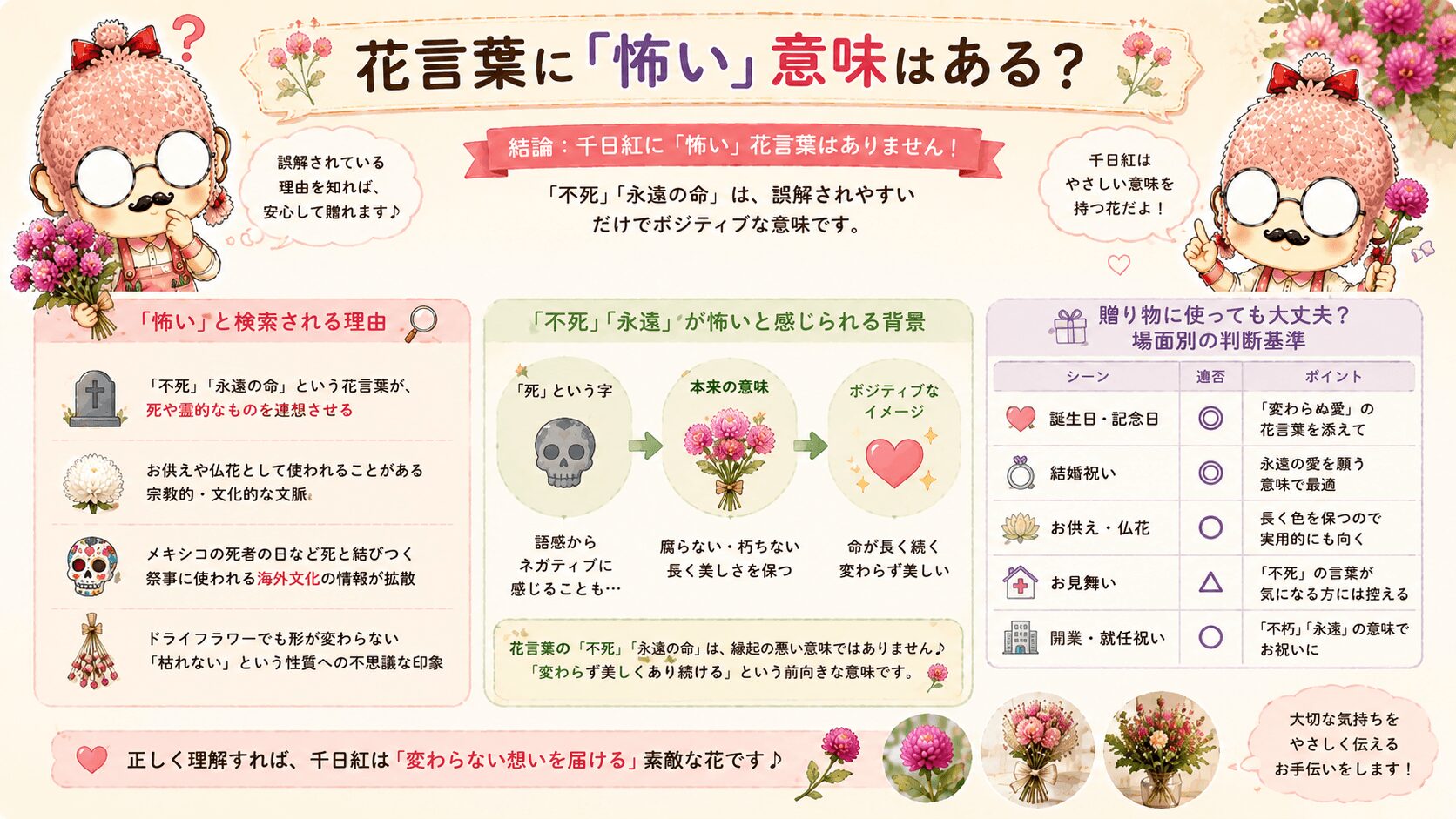 千日紅の花言葉は怖い？