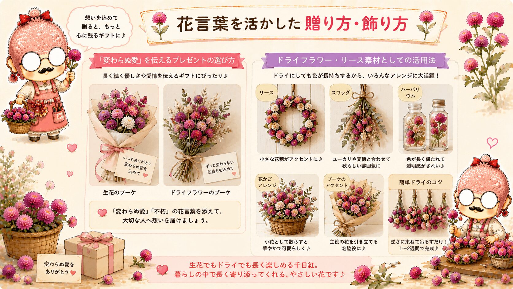 千日紅の花言葉を活かした贈り方