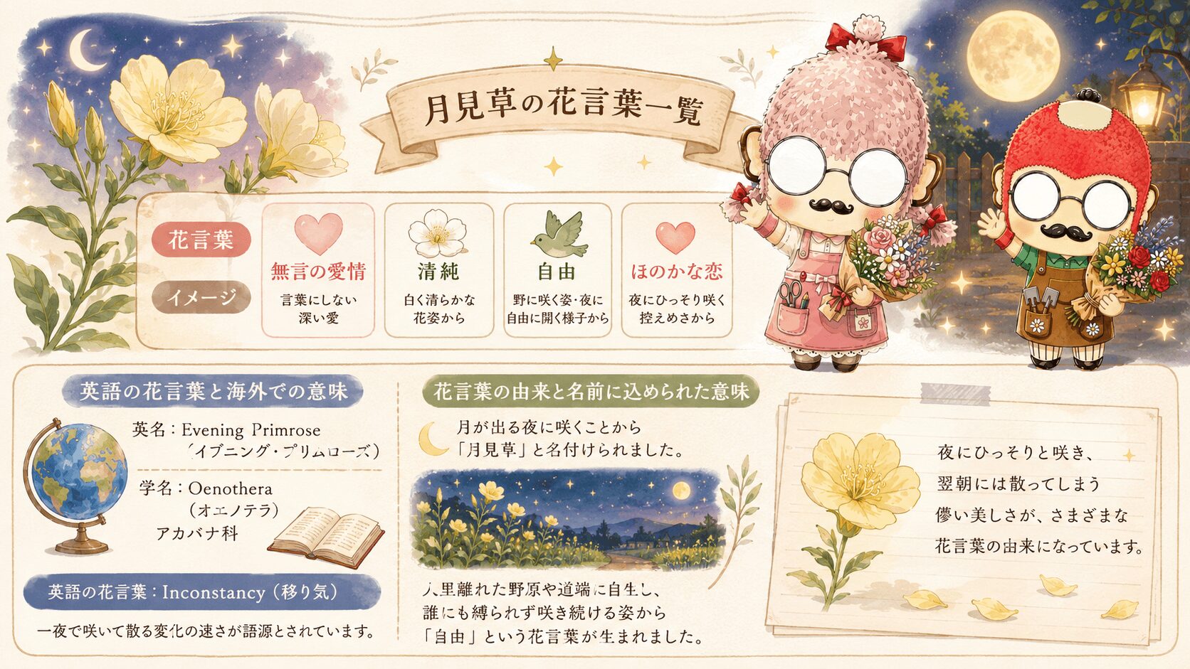 月見草の花言葉一覧