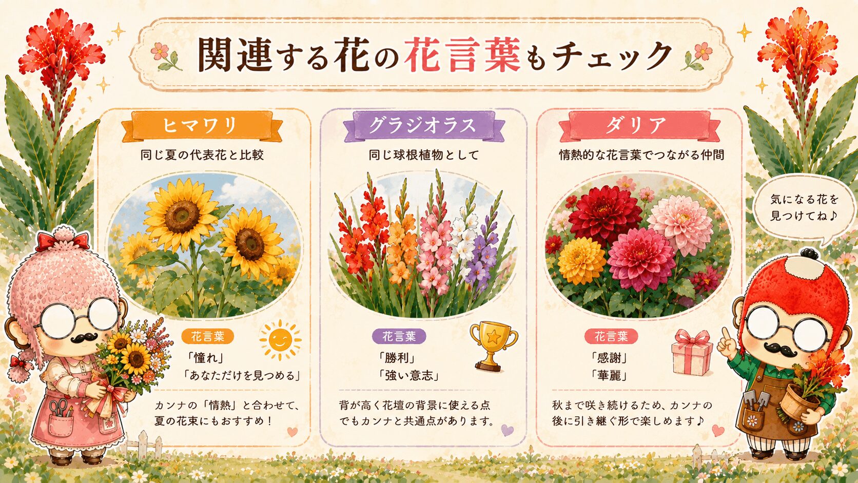カンナの花言葉に関連する花