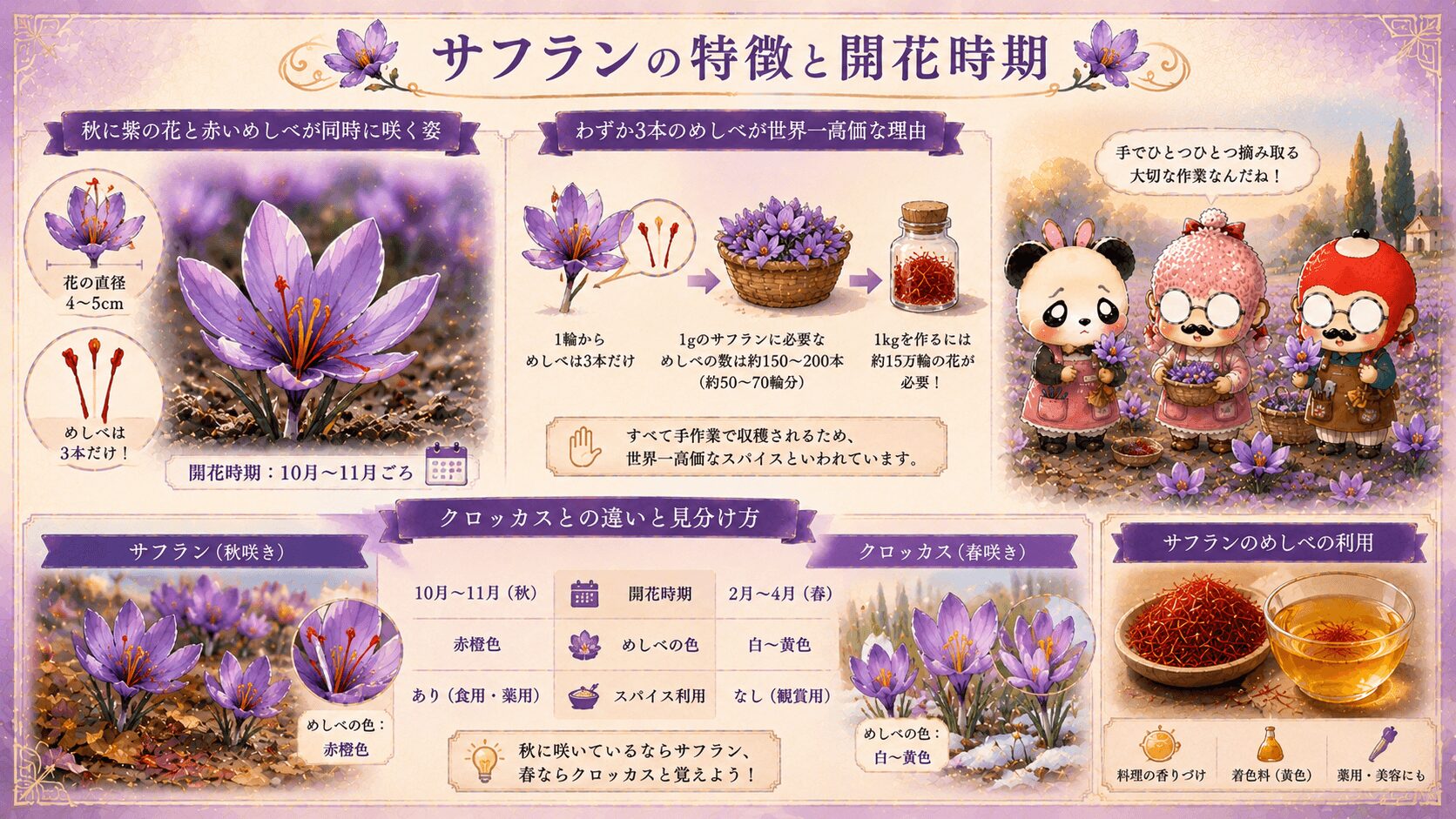 サフランの特徴と開花時期