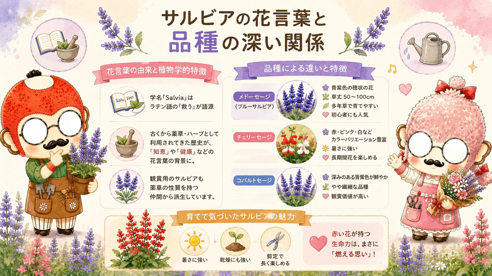 サルビアの花言葉と品種
