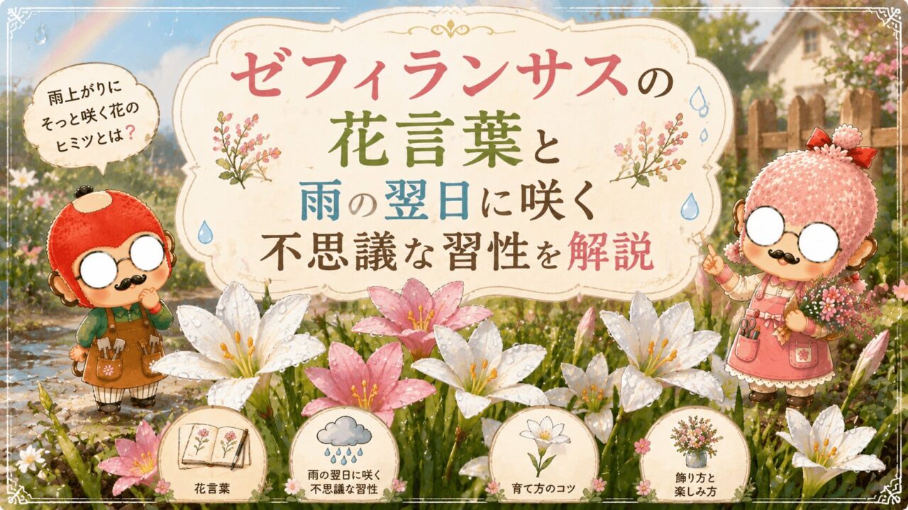 ゼフィランサスの花言葉と雨の翌日に咲く不思議な習性を解説